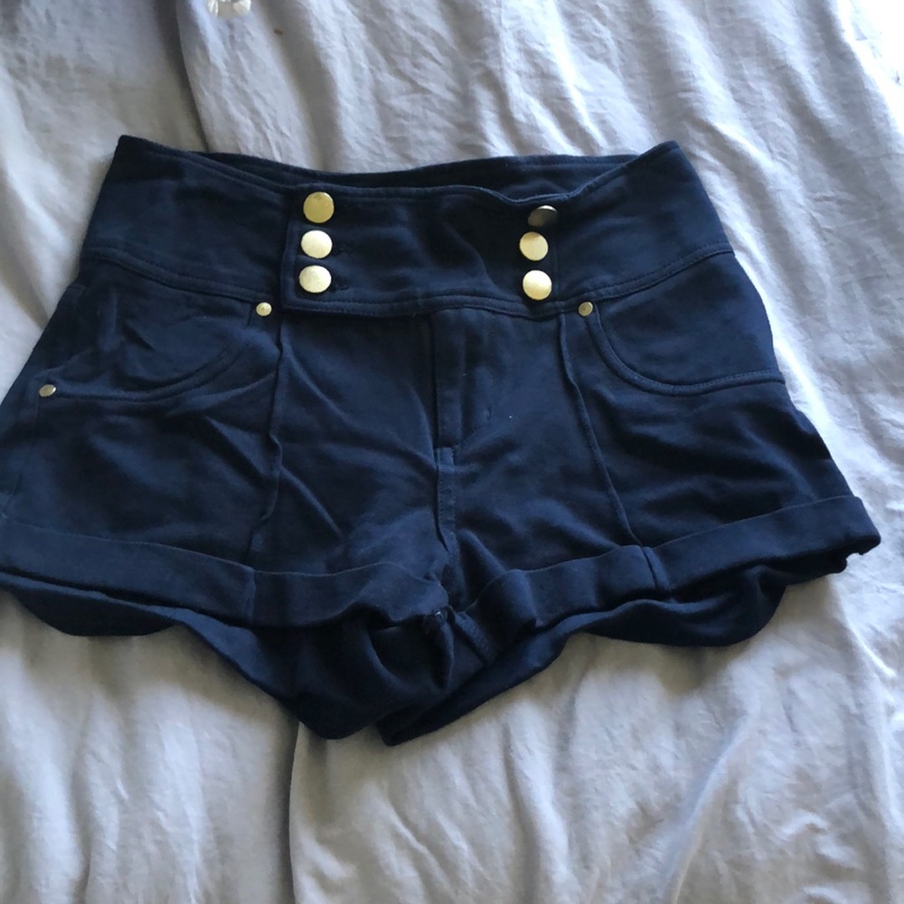 Navy High Waisted Shorts